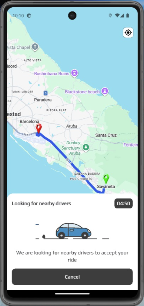 AruRide app screen preview showing a trip route and fare breakdown